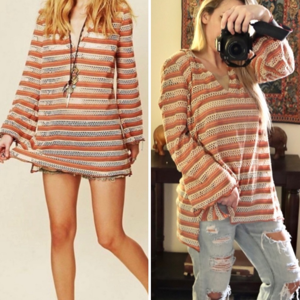 We the Free crochet hoodie bell sleeves